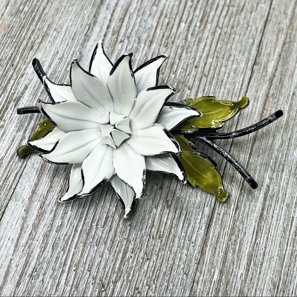 Vintage Coro Enamel Flower Pin